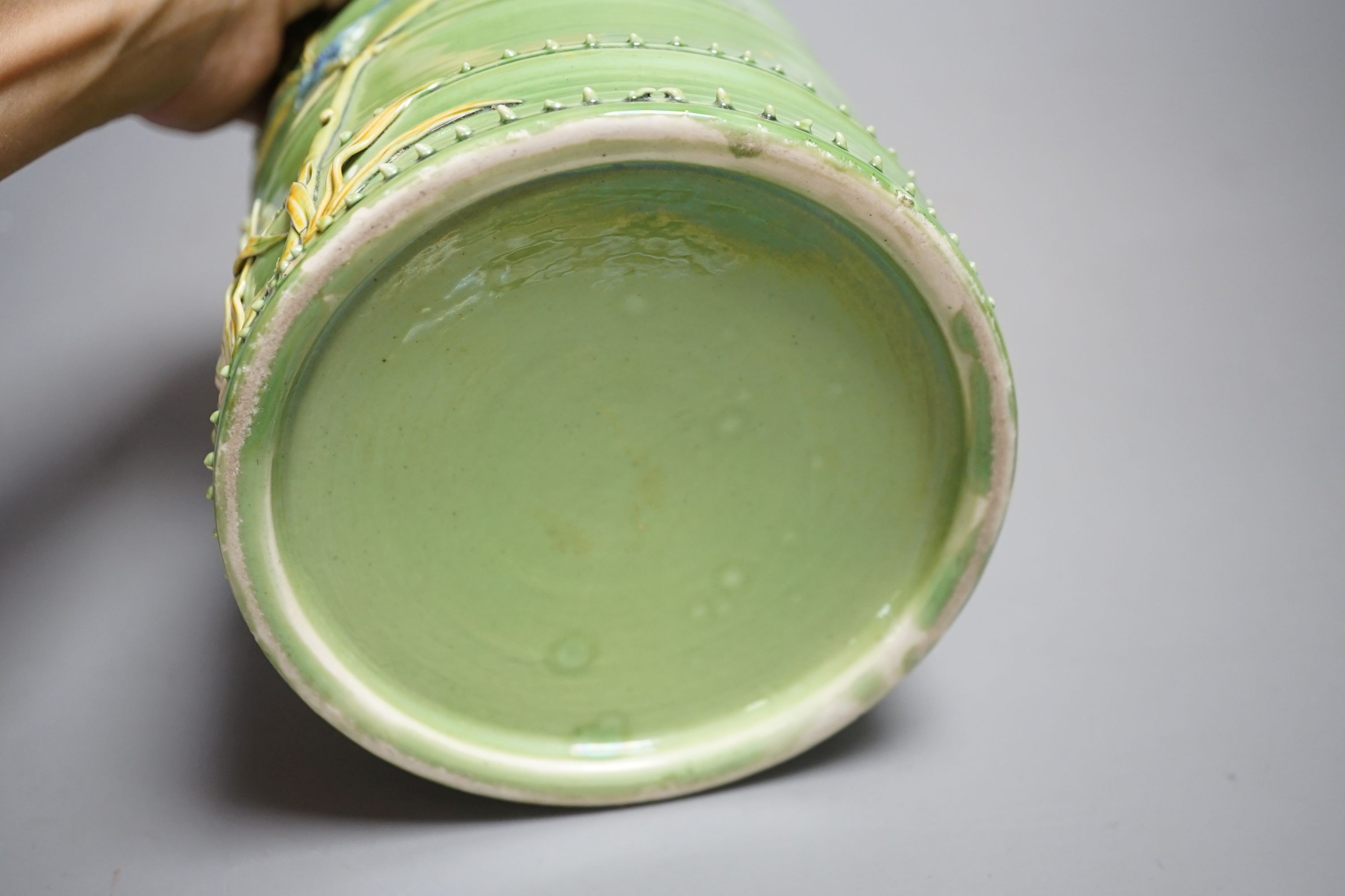 A Chinese green glazed brushpot, bitong, Republic period